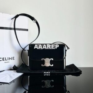 Replica Celine Triomphe Bag Shiny Calfskin Black with Silver Hardware