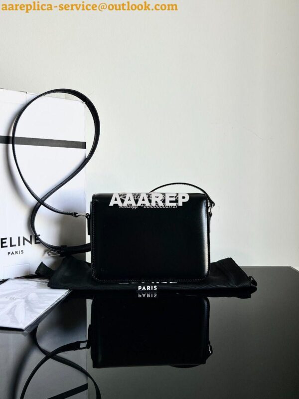 Replica Celine Triomphe Bag Shiny Calfskin Black with Silver Hardware 11