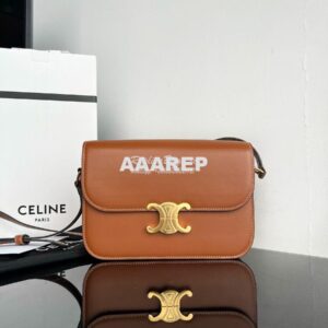 Replica Celine Triomphe Bag Shiny Calfskin in Tan Color