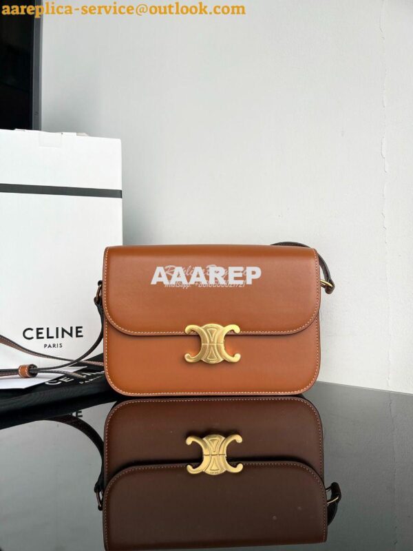 Replica Celine Triomphe Bag Shiny Calfskin in Tan Color