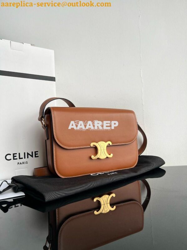 Replica Celine Triomphe Bag Shiny Calfskin in Tan Color 2