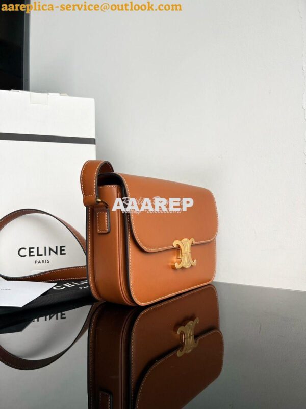 Replica Celine Triomphe Bag Shiny Calfskin in Tan Color 4