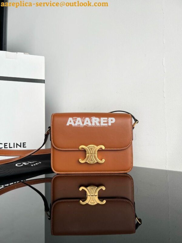 Replica Celine Triomphe Bag Shiny Calfskin in Tan Color 13