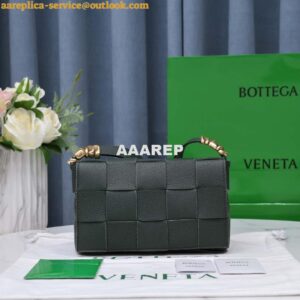 Replica Bottega Veneta BV 666870 Cassette Intreccio grained leather cross-body bag Dark Green