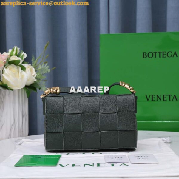 Replica Bottega Veneta BV 666870 Cassette Intreccio grained leather cross-body bag Dark Green 3