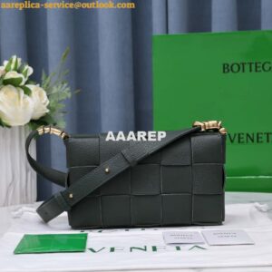 Replica Bottega Veneta BV 666870 Cassette Intreccio grained leather cross-body bag Dark Green 2