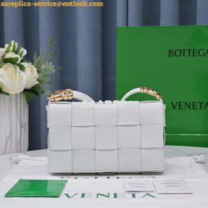 Replica Bottega Veneta BV 666870 Cassette Intreccio grained leather cross-body bag White