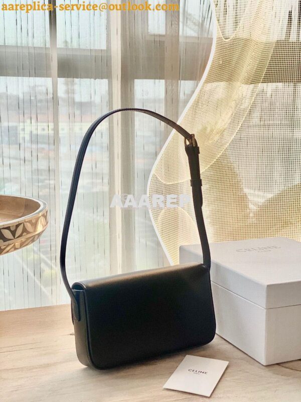 Replica Celine Triomphe Shoulder Bag In Shiny Calfskin 194143 Black 4