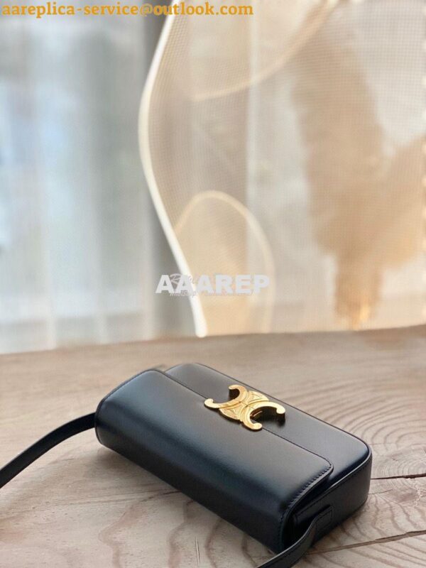 Replica Celine Triomphe Shoulder Bag In Shiny Calfskin 194143 Black 5