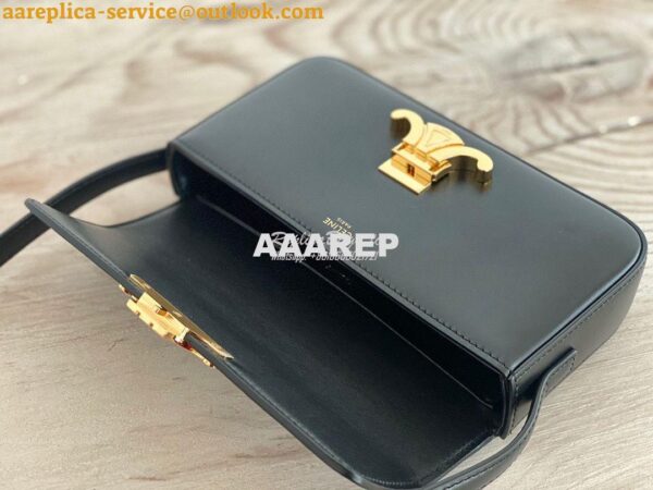 Replica Celine Triomphe Shoulder Bag In Shiny Calfskin 194143 Black 11
