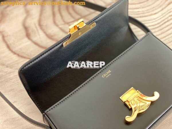Replica Celine Triomphe Shoulder Bag In Shiny Calfskin 194143 Black 12