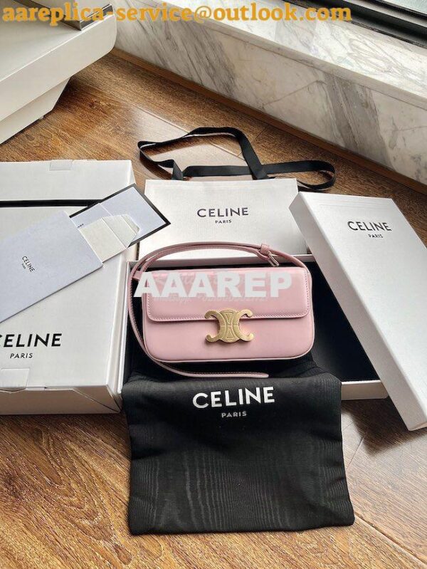 Replica Celine Triomphe Shoulder Bag In Shiny Calfskin 194143 Rose Qua 3