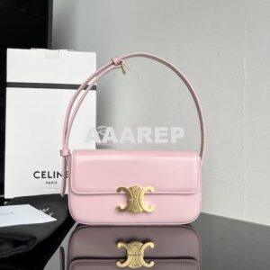 Replica Celine Triomphe Shoulder Bag In Shiny Calfskin 194143 Rose Qua 2