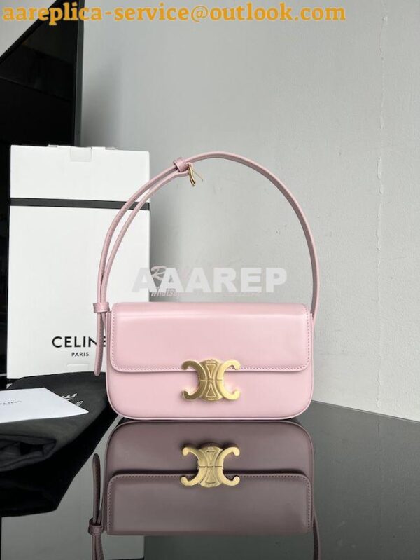 Replica Celine Triomphe Shoulder Bag In Shiny Calfskin 194143 Rose Qua 4