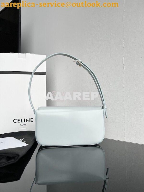 Replica Celine Triomphe Shoulder Bag In Shiny Calfskin 194143 Soft Blu 16