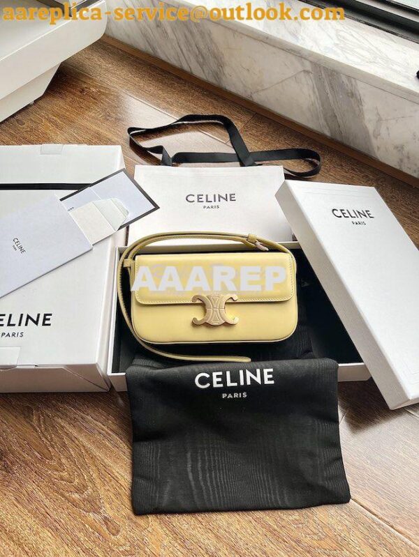 Replica Celine Triomphe Shoulder Bag In Shiny Calfskin 194143 Yellow