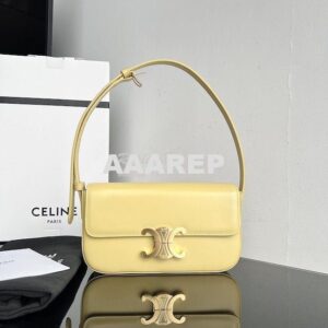 Replica Celine Triomphe Shoulder Bag In Shiny Calfskin 194143 Yellow 2