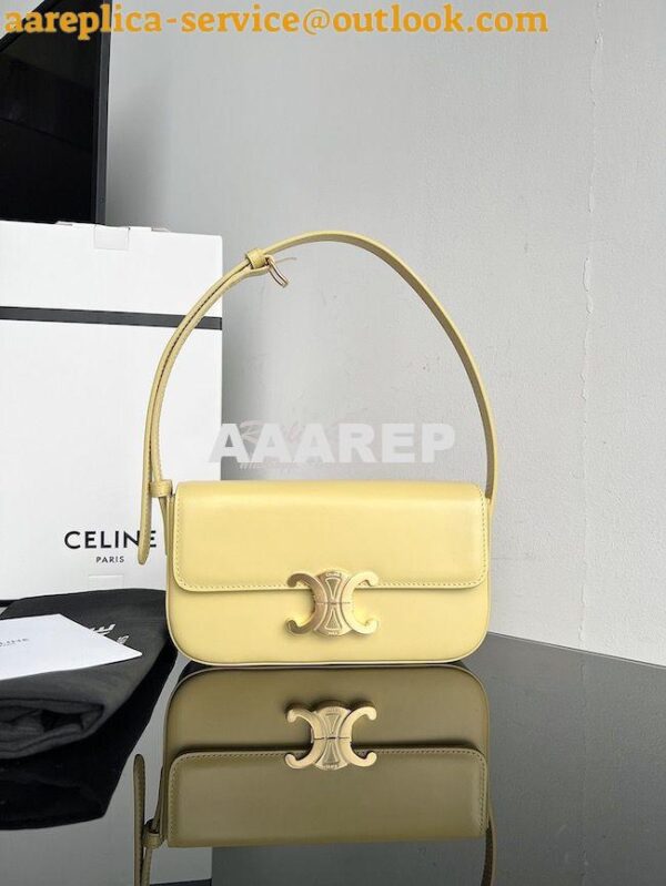 Replica Celine Triomphe Shoulder Bag In Shiny Calfskin 194143 Yellow 4