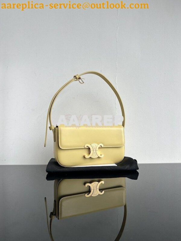 Replica Celine Triomphe Shoulder Bag In Shiny Calfskin 194143 Yellow 3