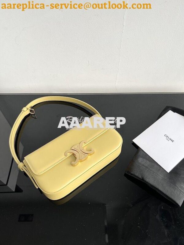 Replica Celine Triomphe Shoulder Bag In Shiny Calfskin 194143 Yellow 6