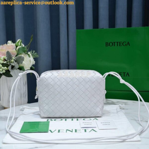 Replica Bottega Veneta BV 680254 Mini Loop intrecciato leather cross-body bag White 4