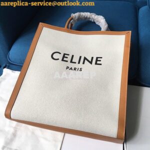 Replica Celine Vertical Cabas Bag In Canvas With Print And Calfskin 19 2