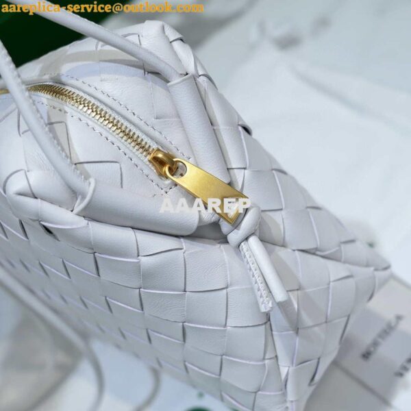 Replica Bottega Veneta BV 680254 Mini Loop intrecciato leather cross-body bag White 8