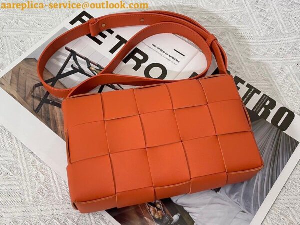 Replica Bottega Veneta Cassette Bag In Orange Intreccio Lambskin 5