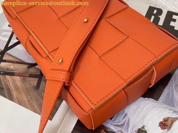 Replica Bottega Veneta Cassette Bag In Orange Intreccio Lambskin 6