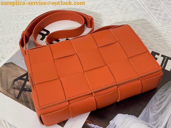 Replica Bottega Veneta Cassette Bag In Orange Intreccio Lambskin 7