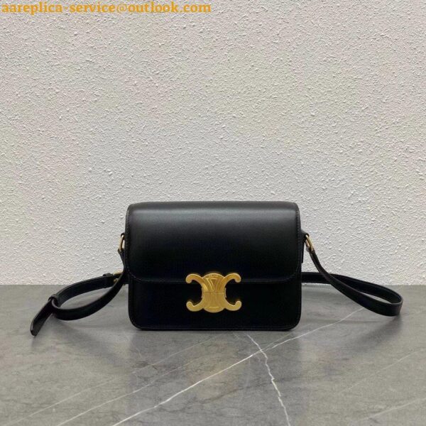 Replica Celine Triomphe Teen Bag In Black Leather 9