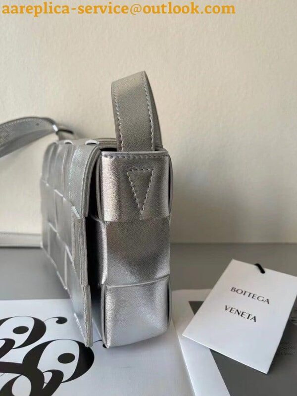 Replica Bottega Veneta Cassette Bag In Silver Intreccio Lambskin 5