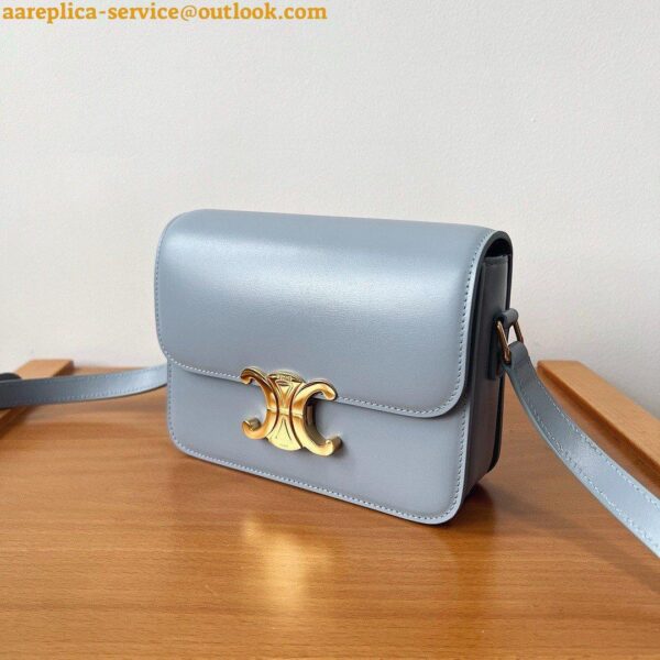 Replica Celine Triomphe Teen Bag In Pale Blue Leather 6