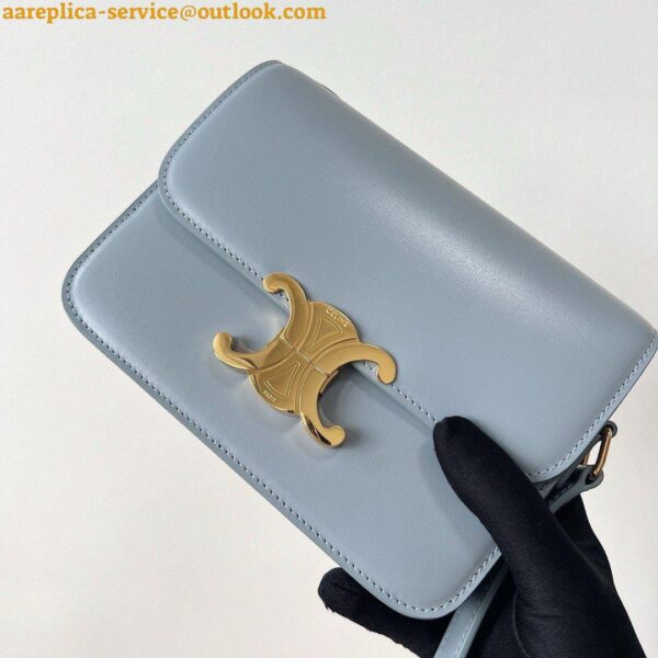 Replica Celine Triomphe Teen Bag In Pale Blue Leather 8