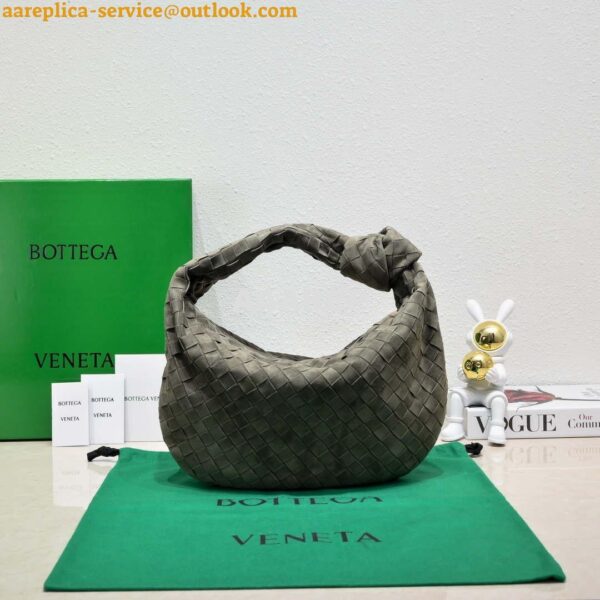 Replica Bottega Veneta BV 690225 Teen Jodie intrecciato suede shoulder bag Dark Green 4