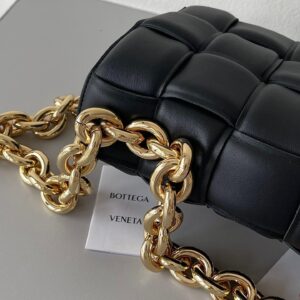 Replica Bottega Veneta Chain Cassette Bag In Black Intrecciato Lambskin 2