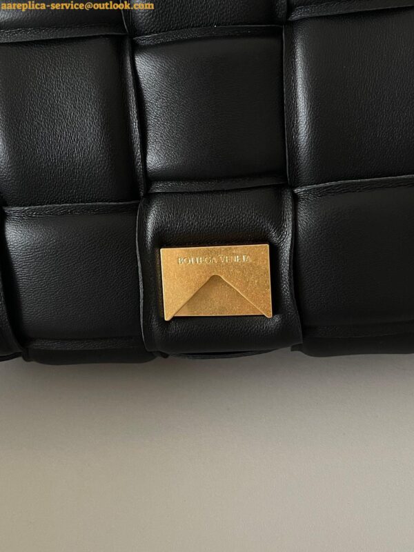 Replica Bottega Veneta Chain Cassette Bag In Black Intrecciato Lambskin 6