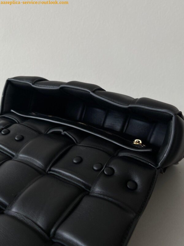 Replica Bottega Veneta Chain Cassette Bag In Black Intrecciato Lambskin 8