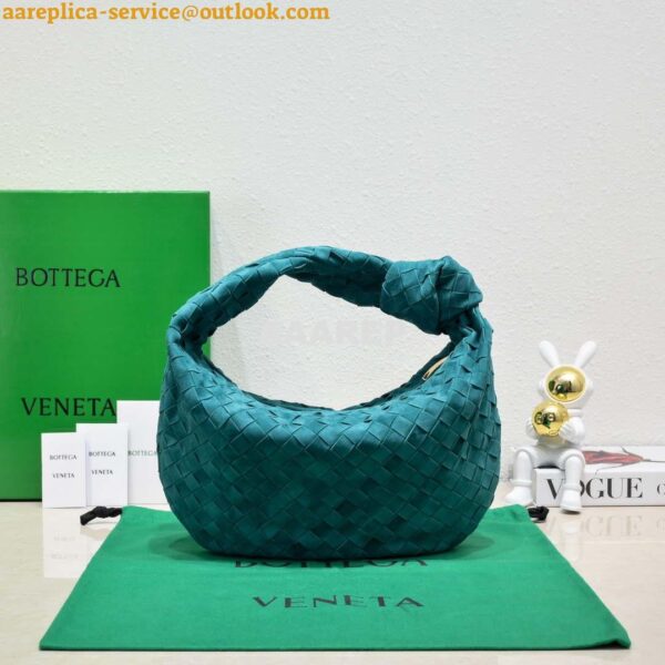 Replica Bottega Veneta BV 690225 Teen Jodie intrecciato suede shoulder bag Lake Blue 4