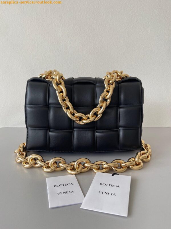 Replica Bottega Veneta Chain Cassette Bag In Black Intrecciato Lambskin 11