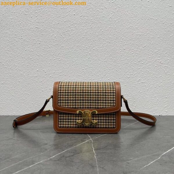 Replica Celine Triomphe Teen Bag In Tweed and Calfskin 5