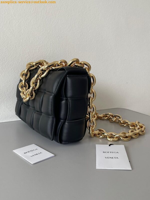 Replica Bottega Veneta Chain Cassette Bag In Black Intrecciato Lambskin 12