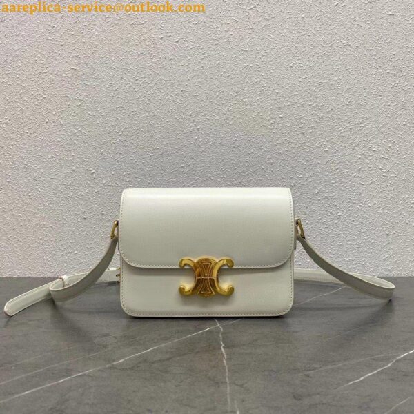 Replica Celine Triomphe Teen Bag In White Leather 7