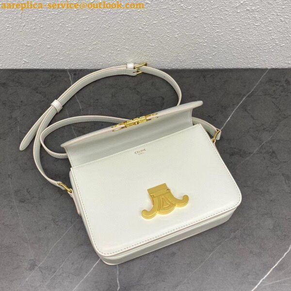 Replica Celine Triomphe Teen Bag In White Triomphe Canvas 13