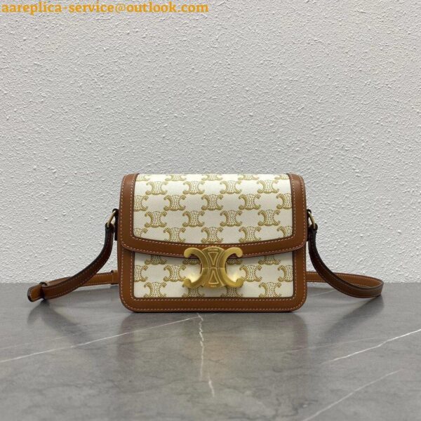 Replica Celine Triomphe Teen Bag In White Triomphe Canvas 18