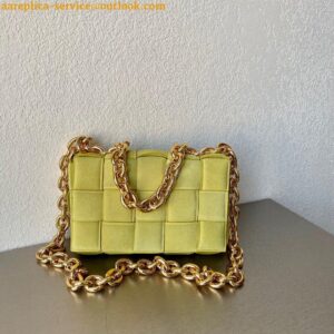 Replica Bottega Veneta Chain Cassette Bag In Kiwi Intrecciato Suede Calfskin