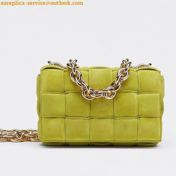 Replica Bottega Veneta Chain Cassette Bag In Kiwi Intrecciato Suede Calfskin 5