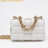 Replica Bottega Veneta Chain Cassette Bag In White Intrecciato Lambskin