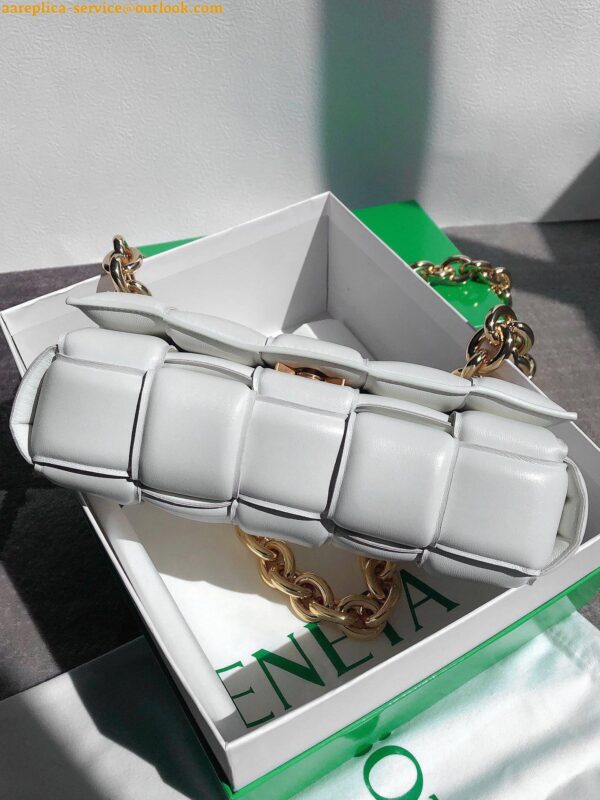 Replica Bottega Veneta Chain Cassette Bag In White Intrecciato Lambskin 10