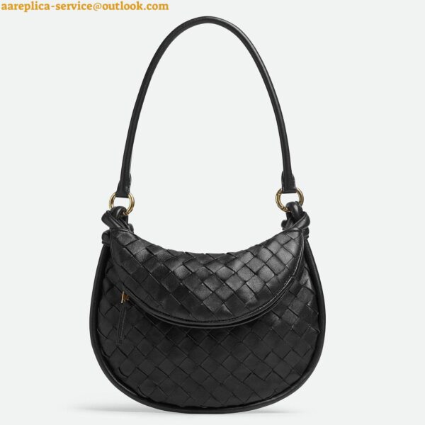 Replica Bottega Veneta Gemelli Small Bag in Black Intrecciato Lambskin 3